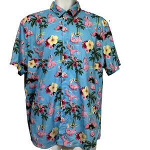 ann arbor flamingo button up shirt size L